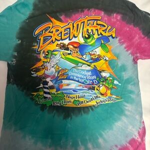 Brewthru  Tie-Dye T-Shirt - Pink, Teal, Black